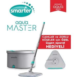 SMARTER Aqua Master + Üçgen Aparat Temiz & Kirli Suyu Ayırma Özelliği Otomatik Temizlik Seti Mop Paspas Cam ve Köşe Için