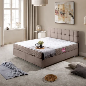 Berlin Çift Kişilik Baza Başlık Letto Yatak Seti - Kahve