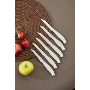 12 Li Lüx Paslanmaz Çelik Sebze ve Meyve Bıçağı-Beyaz