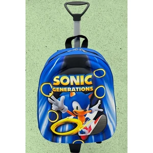 Kirpi Sonic Anaokulu Kreş Çekçekli Tekerli 3D Eva Baskılı Okul Çantası Sırt Çantası