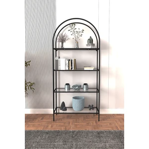 Mona Siyah Kitaplık Dekoratif Aksesuar Rafı Mutfak Rafı Şeffaf Cam