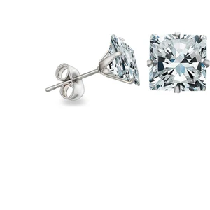 Gümüş 3 mm. Kare , Tek Taş Zirkon Küpe y95-3