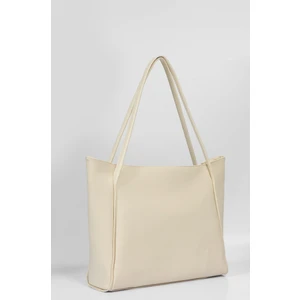Kadın Krem Fermuarlı Shopper Çanta