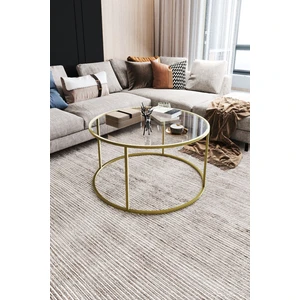 Berlin Orta Sehpa – Temperli Cam Üst, Altın Sarı Metal Ayak, Minimalist Tasarım, 80x80x45 cm, Salon Dekoruna Uyumlu