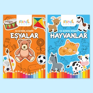 Staau Çocuk Ilk Boyama Kitabım 2'li Set - Eşyalar / Hayvanlar