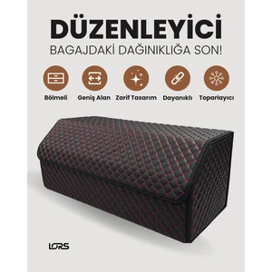 Araç Bagaj Çantası Siyah Kırmızı Dikişli Bagaj Düzenleyici 70CM Organizer