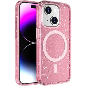 Apple Iphone 14 Plus Kılıf Magsafeli Şeffaf Simli Parlak Allstar Silikon