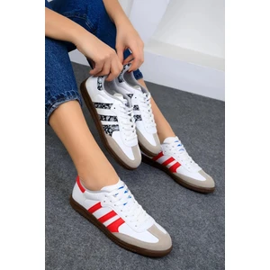 Kadın Siyah / Beyaz  Spor Sneaker Bağcıklı Günlük Rahat Taban Ayakkabı