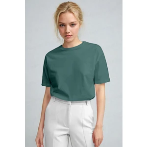 Teenage Millionaire Kadın Petrol Yeşili %100 Pamuk Nefes Alan Bisiklet Yaka Regular Fit Normal Kesim Baskisiz Basic T-Shirt