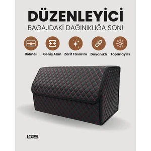 Araç Bagaj Çantası Siyah Kırmızı Dikişli Bagaj Düzenleyici 50CM Organizer