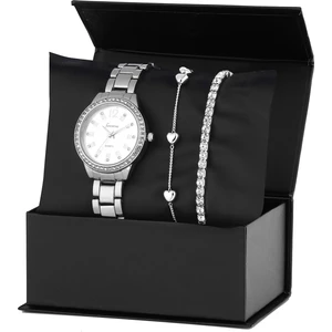 Bayan Taşlı Kol Saati Kalpli Bileklik Kombin Set PS3499