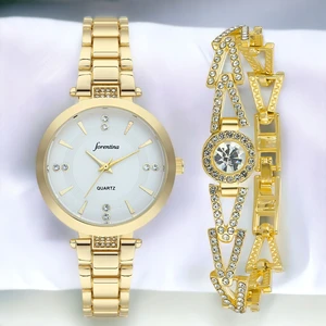 Bayan Gold Metal Kol Saati Bileklik Hediye Set PS3575