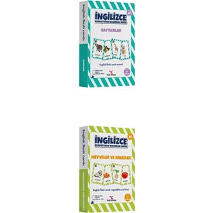 Yeti Kitap Ingilizce Konuşturan Kelime Kartları Flash Card 2'li Set- Hayvanlar-Sebzeler-Meyveler 188 Kelime
