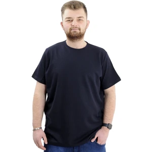 Büyük Beden Erkek T-Shirt Bisiklet Yaka Waffle 20033 Lacivert