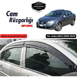 ŞüsCarOto Aksesuar Vw Jetta Mk5 2005-2010 Uyumlu Mugen Cam Rüzgarlığı Seti Piano Black 4'lü