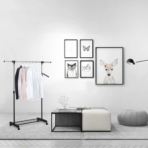 adore mobilya Handy Mate Morena Yükseklik Ayarlı Geniş Elbise Askısı-Siyahkrom 83-147X43X101-168 cm
