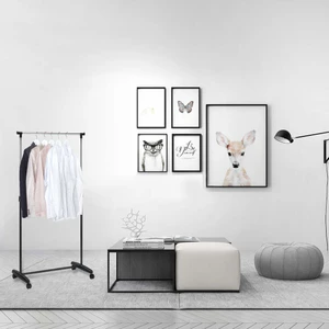 adore mobilya Handy Mate Nario Yükseklik Ayarlı Elbiseaskısı-Siyahkrom 85X95-160X43 cm