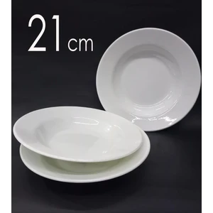 12 Adet Sağlam Beyaz Melamin Çukur Yemek Tabağı 21CM