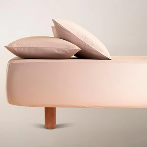 %100 Pamuk Saten Lastikli Çarşaf Seti 160x200 cm Taş - Lia Serisi