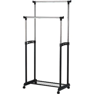 adore mobilya Handy Mate Duo Yükseklik Ayarlı Çift Kollu Elbise Askısı - Siyahkrom 83X93-168X43 cm