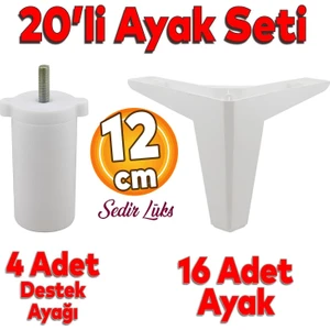 20'li Set Sedir Lüks Mobilya Kanepe Koltuk Tv Ünitesi Yükseltici Destek Ayağı Ayakları 12 cm Beyaz