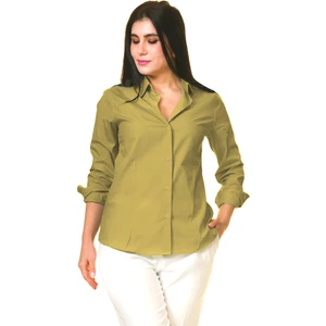 Exve Exclusive Hardal Sarı Sade Basic Uzun Kollu Kadın Gömlek Kadın Gömlek