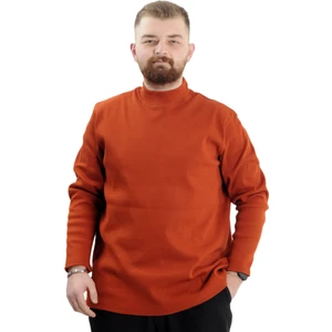 Büyük Beden Uzun Kol Yarım Balıkçı Kazak 22558 Tarçın