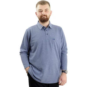 Büyük Erkek Sweatshirt Polo Yaka Uzun Kol Waffle 23449 Indigo