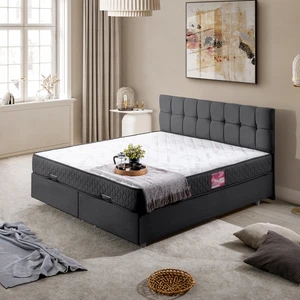 Berlin Çift Kişilik Baza Başlık Letto Yatak Seti - Antrasit