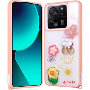 Xiaomi Mi 13T Pro Kılıf Kabartma Figürlü Parlayan Sıvılı Simli Cevze Kapak