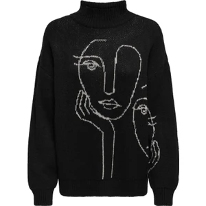 Onlvıso Ls Jaquard Hıgh Neck Knt Kadın Siyah Kazak - 15302117