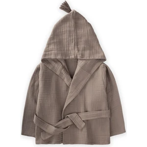 Çift Kat Müslin Çocuk Bornoz 1-9 Yaş Koyu Vizon