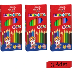 Gen Of Kids Karton Kutu Tam Boy Kuru Boya 12 Renk 3 Adet