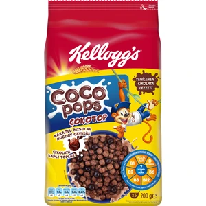 Coco Pops Çokotop Çikolatalı Buğday ve Mısır Gevreği 200 Gr, Lif, Demir ve 6 Vitamin içerir