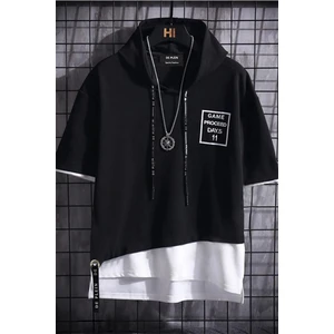 De Plein Unisex Siyah Oversize Kapüşonlu % 100 Pamuk T-Shirt
