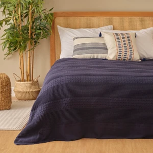 Bella Maison %100 Pamuk Marine Çift Kişilik Yatak Örtüsü Lacivert (240x260 cm)