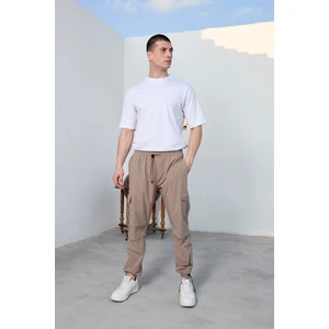 Bej Renk Paraşüt Kumaş Baggy Erkek Pantolon