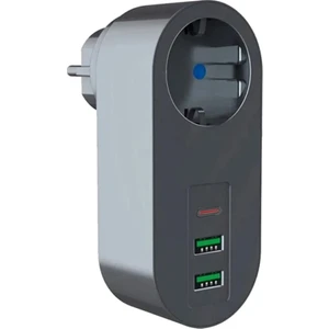 Eco Center 2 Usb,1 Type-C Girişli Tekli Priz Akım Korumalı Ev,ofis ve Tüm Alanlar Için Korumalı Priz