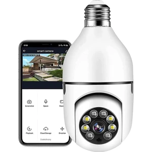 Gece Görüşlü 360 Derece LED Işık 1080P Wifi Kamera Kablosuz Panoramik Balıkgözü Ampul Kamera