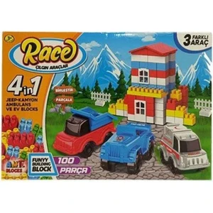 Çılgın Araçlar ve Ev Seti 100 Parça Yapı Blok Set