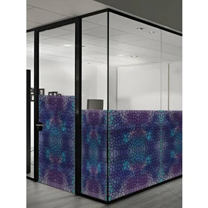 Süper Dekor SF 619 Pembe Mor Renkli Mozaik Desenli Şeffaf Vitray Cam Kaplama Yapışkanlı Folyo