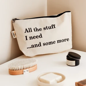 Beige & Stone Su Geçirmez, Silinebilir Makyaj ve Plaj Çok Amaçlı El Çantası All The Stuff...