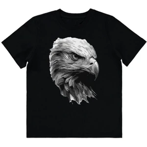 Pamuklu Kartal Baskılı Beyaz Kısa Kollu Çocuk Tişörtü