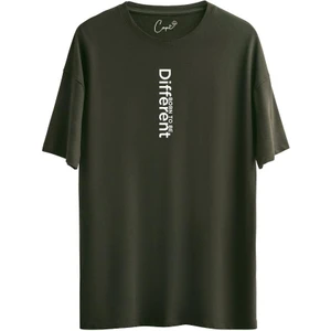 Pamuklu Different Baskılı Siyah Oversize Tişört