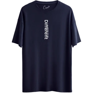 %100 Pamuklu Different Baskılı Siyah Oversize Tişört