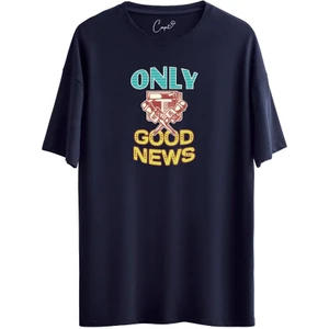 Pamuklu Good News Baskılı Kiremit Oversize Tişört