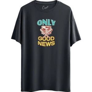 %100 Pamuklu Good News Baskılı Kiremit Oversize Tişört