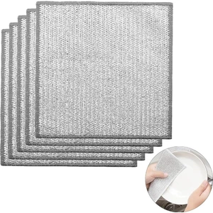 Bulaşık Ovma Ovalama Yanmış Yağ Ağır Kir Bezi Teli Telli Bez - 20X20 Cm. - 5 Adetlik Paket