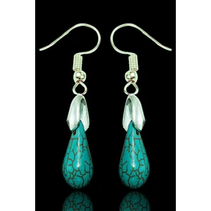 Tesbih Atölyesi Sertifikalı Damla Kesim Firuze Taşı Küpe - Gümüş Aparatlı