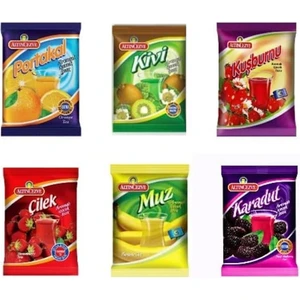 6 Lı Paket (Portakal-Kivi-Kuşburnu-Çilek-Muz-Karadut) 250 gr Içecek Tozu